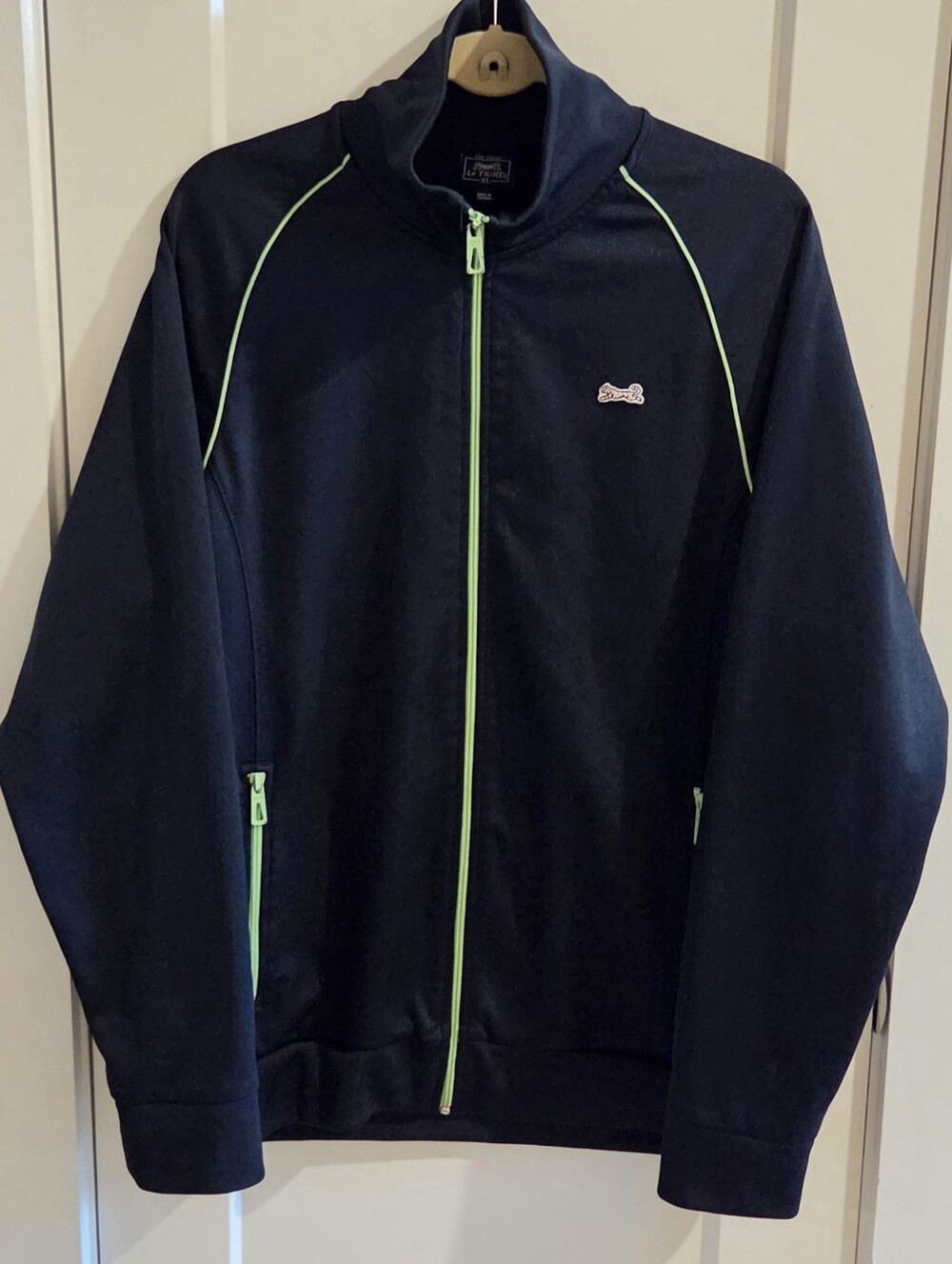Le Tigre Full-Zip Retro Track Jacket - Dark Green and Neon Green - Size XL- Meas